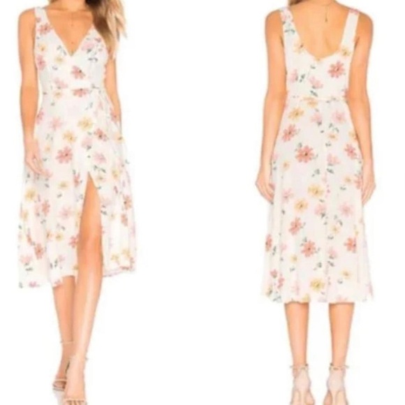 LIKE NEW Revolve Privacy Please Tie Closure Wrap Midi Dress Floral Wilson SMALL - Picture 1 of 7